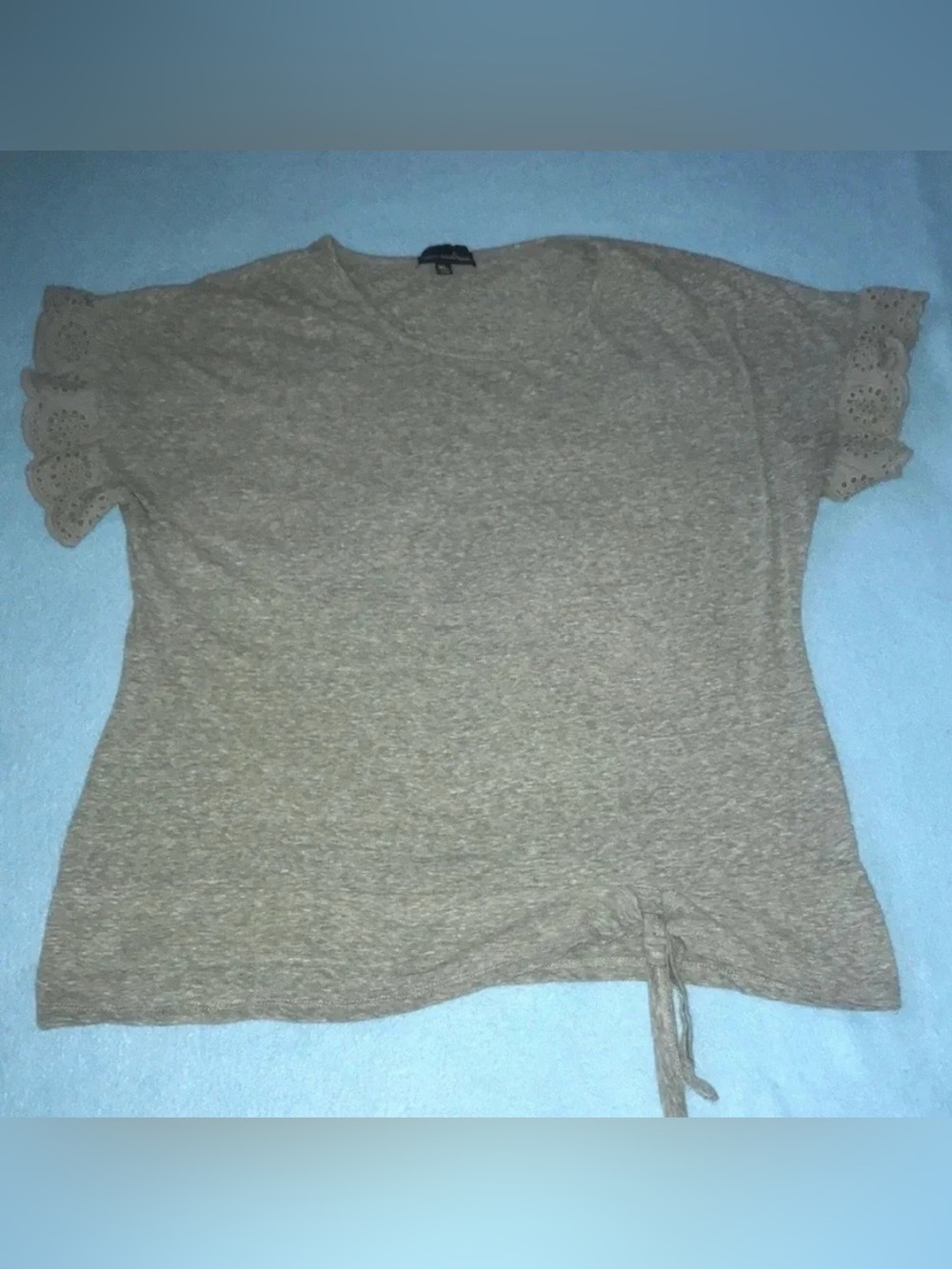 𝅺Alison Andrews knotted waist eyelet short sleeves size XL
